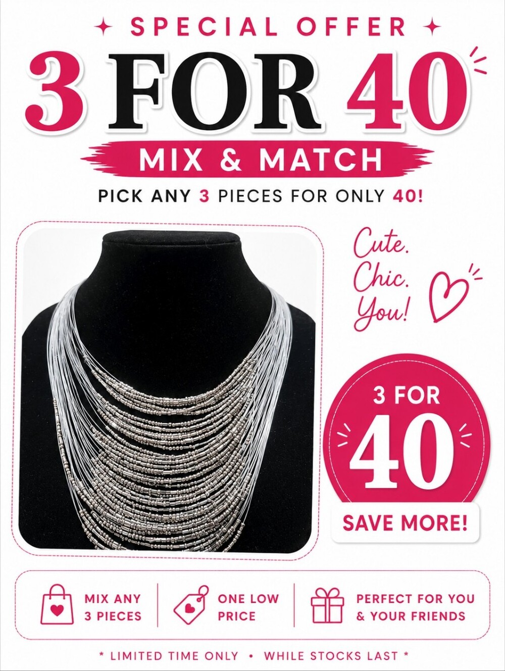 Multi-Layer Black Crystal Seed Bead Necklace Gothic Statement Shimmer Jewelry